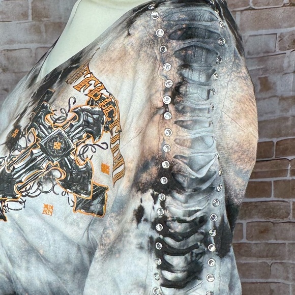 Affliction Women’s Graphic Short Sleeve Tye-Dye T-Shirt -NWT - Picture 7 of 9